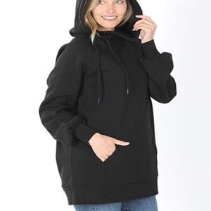 Zenana side open black sweatshirt